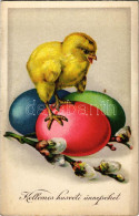 ** T2 Kellemes Húsvéti ünnepeket! Kiscsibe Tojásokon / Easter Greeting, Chicken On Eggs. Z.D.B. 7629. Litho - Unclassified