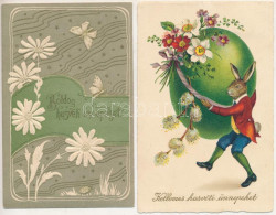 * 2 Db Régi Húsvéti üdvözlőlap / 2 Pre-1945 Easter Greeting Art Postcards - Non Classés