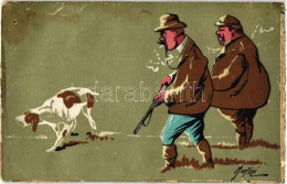 ** T3/T4 Hunter With Dog, Italian Art Postcard S: Morfini (gluemark) - Zonder Classificatie