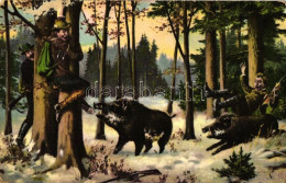 ** T3 Hunters, Wild Boars, Humour, P.V.K.Z. Serie 1059/4., Artist Signed (EB) - Ohne Zuordnung