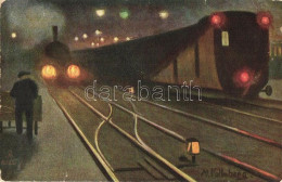 T3 Eisenbahn Bei Nacht Serie, Raphael Tuck & Sons, Oliette, No. 216. B. S: Max Vollmberg (fa) - Ohne Zuordnung