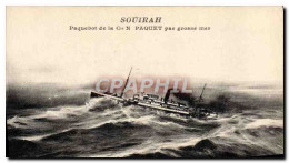 CPA Bateau Paquebot De La Cie N Paquet Par Grosse Mer Souirah - Steamers