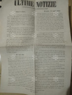 Giornale ULTIME NOTIZIE Brescia 12 Luglio 1859. SAMPIERDARENA Delibera Erezione Monumento A Vittorio Emanuele II - Avant 1900