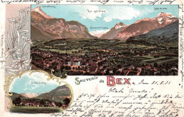 Bex - Souvenir De La Ville - Cpa Illustrateur - Diablerets Et Vue Générale - Suisse Schweiz Switzerland - Bex