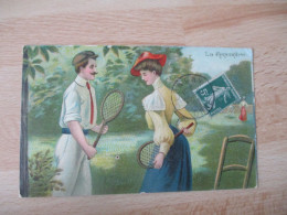 CARTE  GLACEE COUPLE  TENNIS - Other & Unclassified