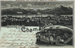 Cham - Gruss Aus , Souvenir De La Ville - Cpa Illustrateur - Usine De Lait Laiterie - 1901 - Suisse Schweiz Switzerland - Cham
