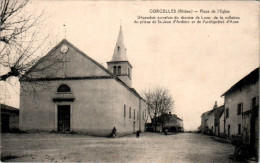 Corcelles-en-Beaujolais Canton Belleville Place De L'Eglise Church Chiesa Rhône 69220 Dos Vert Cpa Ecrite Au Dos TB.Etat - Other & Unclassified