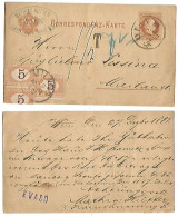 Regno Segnatasse #5 C.5 Ocra E Carminio #3 Pezzi (1 Difettoso) Cart.Commerciale Austria 3set 1881 X Milano - Segnatasse