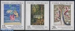 Czech Republic 1999 Paintings 3v, Mint NH, Nature - Orchids - Art - Modern Art (1850-present) - Paintings - Autres & Non Classés
