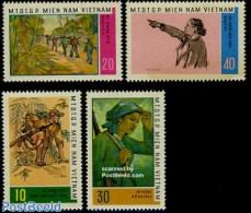 Vietnam 1968 Vietcong, Battle Paintings 4v, Mint NH, History - Militarism - Art - Paintings - Militares