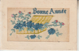 CARTE BRODEE - Bonne Année - Fleurs - Bordados