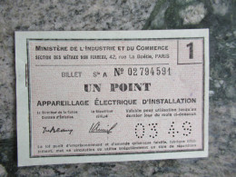 Ministere De L'Industrie Commerce Appareillage Electrique D'Installation 1949 Carnet De 10 Billets - 1939-45