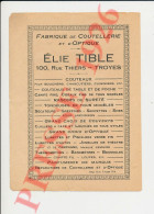 Publicité 1926 Elie Tible Fabrique De Coutellerie Et D'Optique 100 Rue Thiers Troyes 250/42 - Non Classificati