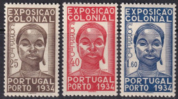 Portugal 1934 Sc 558-60 Mundifil 561-3 Set MLH* - Nuevos