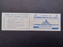 Carnet Muller Vide 1959 Série 6-59 /25x20f Rouge Couverture 500f  C1011C-C2 Cie Assurance Générale Voir Pub - Old : 1906-1965