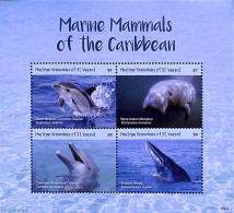 Saint Vincent & The Grenadines 2018 Mustique, Marine Mammals 4v M/s, Mint NH, Nature - Sea Mammals - St.Vincent Y Las Granadinas