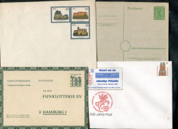 "DEUTSCHLAND NACH 1945" Partie Mit 8 Int. Ganzsachen **, Dabei Z.B. Funklotterie-Postkarte (L0117) - Alla Rinfusa (max 999 Francobolli)