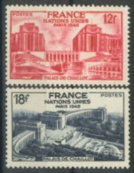 FRANCE -1948 -  GENERAL ASSEMBLY OF UNITED NATIONS, PARIS STAMPS COMPLETE SET OF 2, # 818/19, UMM (**). - Unused Stamps