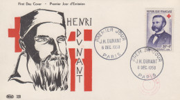 Enveloppe  FDC  1er  Jour   FRANCE   CROIX  ROUGE   Henri   DUNANT   PARIS  1958 - 1950-1959
