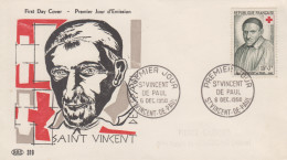 Enveloppe  FDC  1er  Jour   FRANCE   CROIX  ROUGE   SAINT  VINCENT  DE  PAUL   1958 - 1950-1959