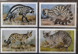 Sambia 1991 Raubkatzen Mi 540/43** - Zambia (1965-...)