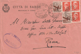 LETTERA 1946 LUOGOTENENZA 3X60+2X10 TIMBRO BARGE CUNEO (YK496 - Marcofilía