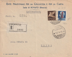 RACCOMANDATA 1944 RSI C.50 PA+1,25 TIMBRO ROVATO BRESCIA FIRMATA BIONDI  (YK402 - Marcofilía