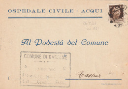 CARTOLINA POSTALE 1944 RSI C.30 SS TIMBRO ALESSANDRIA CASSINE (YK396 - Marcofilía