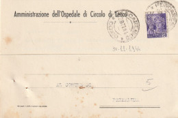 CARTOLINA POSTALE 1944 RSI C.50 MON DIST TIMBRO PESCARENICO COMO (YK379 - Marcofilía