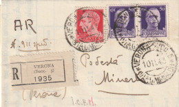 RACCOMANDATA 1943 RSI 2X50+20 TIMBRO VERONA (YK369 - Marcofilía