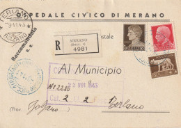 RACCOMANDATA 1943 RSI 5+10+75 TIMBRO MERANO BOLZANO (YK362 - Marcofilía