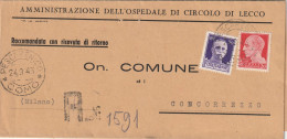 RACCOMANDATA 1944 RSI C.50+20 TIMBRO PESCARENICO COMO  (YK354 - Marcofilía