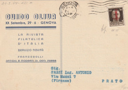 CARTOLINA POSTALE 1944 RSI C.30 TIRATURA GENOVA FIRMATA- TIMBRO GENOVA (YK352 - Marcofilía