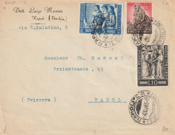 LETTERA 1951 L.10+25 BEATO ANGELICO+L.25 CONF AGRICOLTURA TIMBRO NAPOLI (YK244 - 1946-60: Poststempel