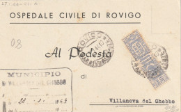 CARTOLINA POSTALE 1944 RSI C.30 PACCHI TIMBRO ROVIGO (YK223 - Marcofilía