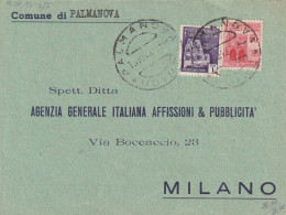 LETTERA 1945 LUOGOTENENZA L.1+20 C. MON DIST TIMBRO PALMANOVA -FUORI CORSO (YK229 - Marcofilía