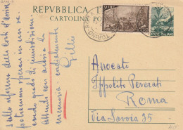 INTERO POSTALE 1949 L.12+3 RISORGIMENTO TIMBRO AMB. TORINO ROMA (YK202 - Entiers Postaux