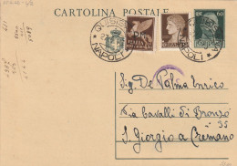 INTERO POSTALE 1945 LUOGOTENENZA C.60+10+50 PA/PM TIMBRO QUISISSANA NAPOLI (YK195 - Marcophilie