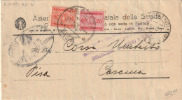 LETTERA 1943 RSI SEGNATASSE 20+30 TIMBRO PISA (YK190 - Marcofilía