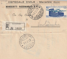 RACCOMANDATA 1953 L.60 ROMA 1952 TIMBRO MANERBIO BRESCIA VEROLAVECCHIA (YK183 - 1946-60: Poststempel