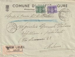 RACCOMANDATA LUOGOTENENZA 1945 SEGNATASSE 2+5 TIMBRO VARESE LIGURE (YK175 - Marcophilia