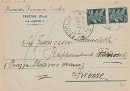 CARETOLINA POSTALE 1944 RSI 2X25 PA TIMBRO FAUGLIA PISA (YK176 - Marcofilía