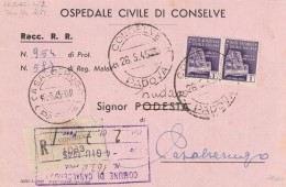 RACCOMANDATA 1945 LUOGOTENENZA 2X1 MON DIST TIMBRO CONSELVE PADOVA (YK173 - Storia Postale