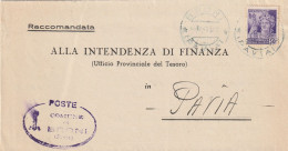 RACCOMANDATA 1945 RSI C.50 MON DIST TIMBRO BRONI PAVIA  (YK148 - Poststempel