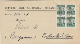 RACCOMANDATA 1945 RSI 4X25 MON DIST TIMBRO BERGAMO (YK145 - Storia Postale