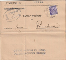 LETTERA 1945 RSI 50 C TIMBRO COMUNE DI LECCO (YK149 - Marcofilía