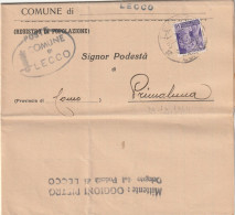 LETTERA 1945 RSI 50 C TIMBRO COMUNE DI LECCO (YK149 - Marcophilia