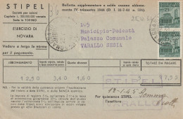 BOLLETTA SOCIETA TELEFONICA STIPEL RSI 1944 2X25 C MON DISTR TIMBRO ROMAGNANO (YK142 - Marcophilie