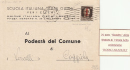 CARTOLINA POSTALE 1944 RSI C.30 SS TIMBRO BRESCIA  - FIRMA PERITI (YK133 - Storia Postale