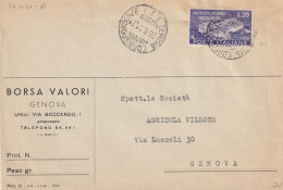 CARTOLINA POSTALE 1951 L.20 MONTECCASSINO TIMBRO GENOVA (YK136 - 1946-60: Poststempel